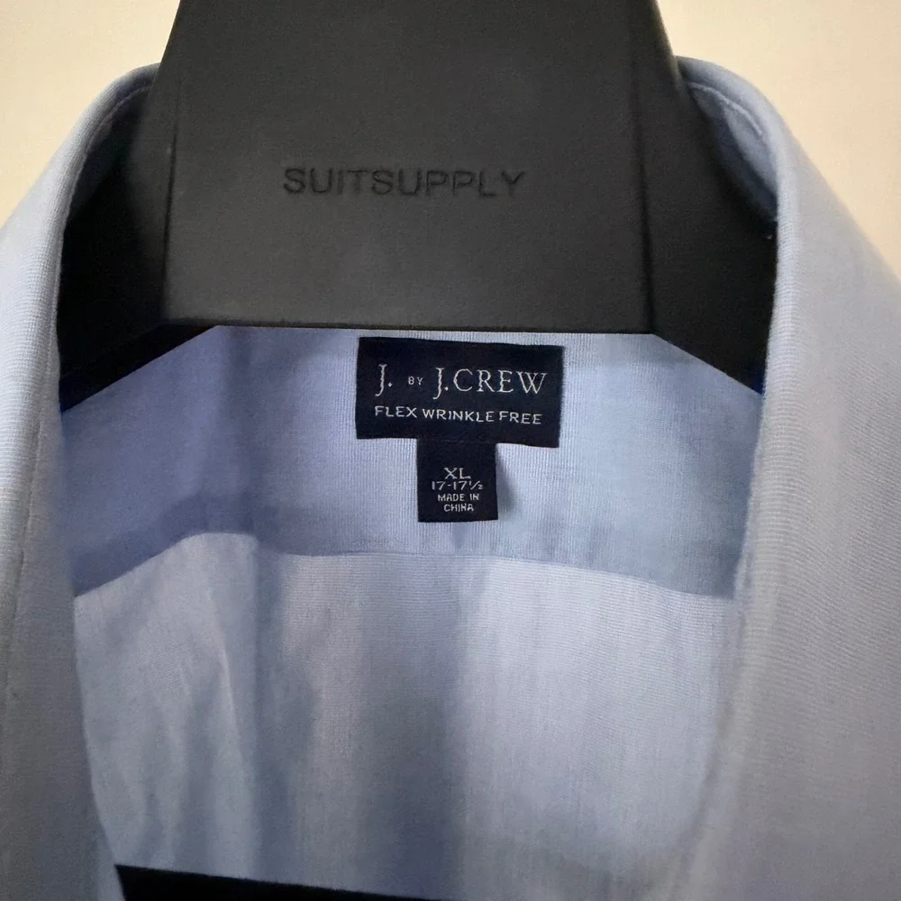 J. Crew Thompson Flex Wrinkle Free Dress Shirt XL 17-17.5 Blue Button Down